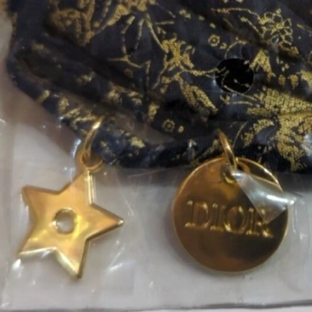 DIOR Gold Star Charm Bracelet/Wrap in Navy Blue